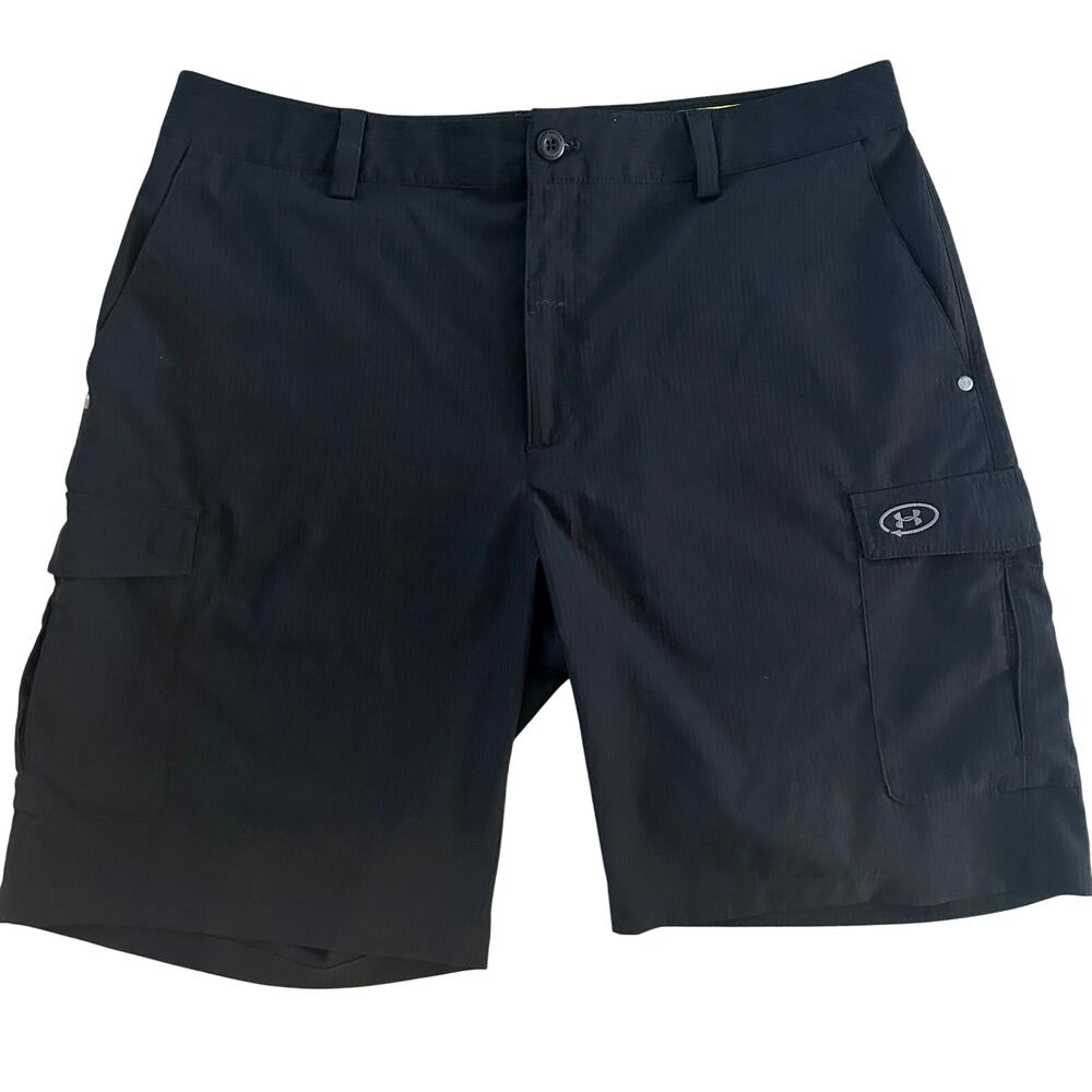 Under Armour Cargo Shorts Mens Black Performance Lightweight Hiking Sz. 36